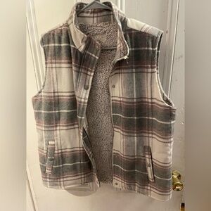 Thread & Supply Plaid Vest - Cream, Gray, Pink